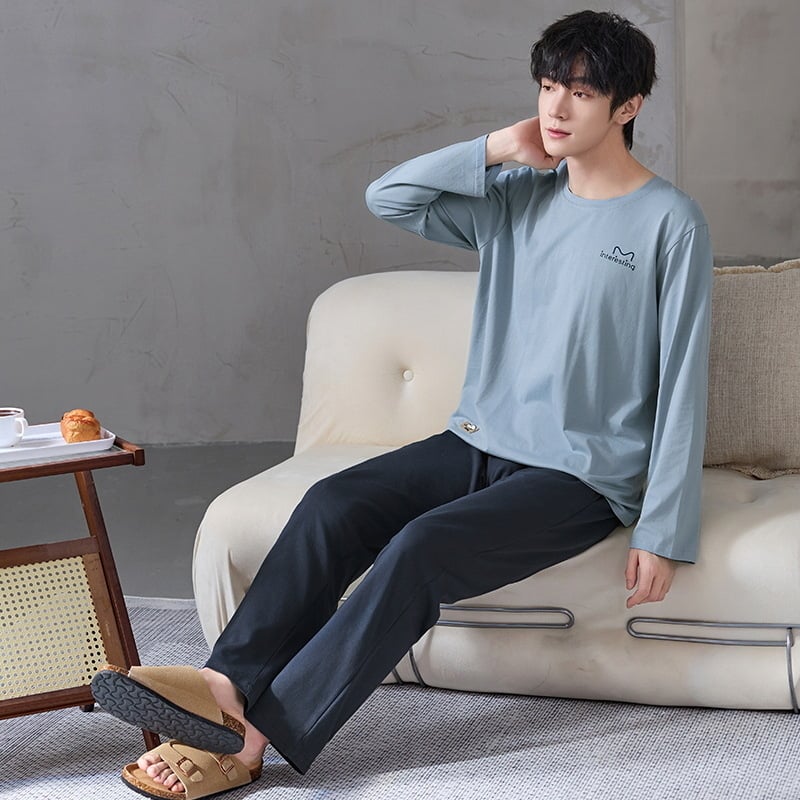 Set pidžama za spavanje – pulover u korejskom stilu, 100% pamuk, antibakterijski, dugi rukavi, duge hlače