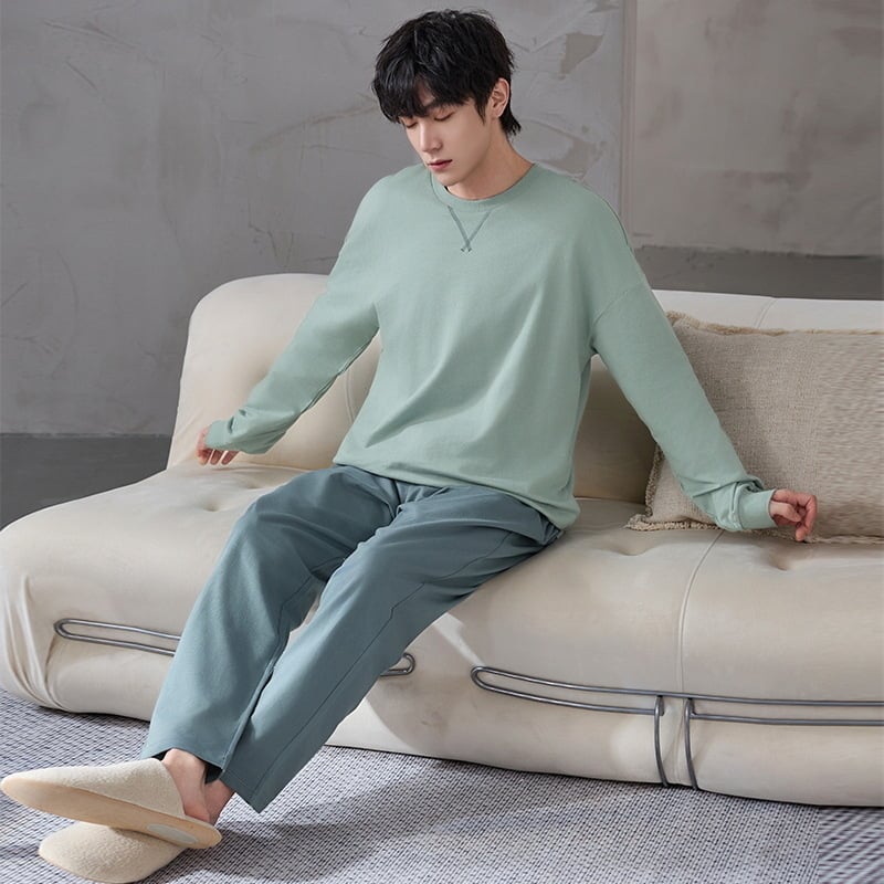 Set pidžama za spavanje – pulover u korejskom stilu, 100% pamuk, antibakterijski, dugi rukavi, duge hlače