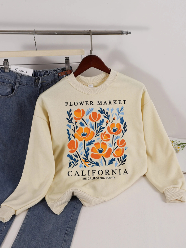 Mikina s printom, slobodan kroj, srednja duljina, poliester vlakno