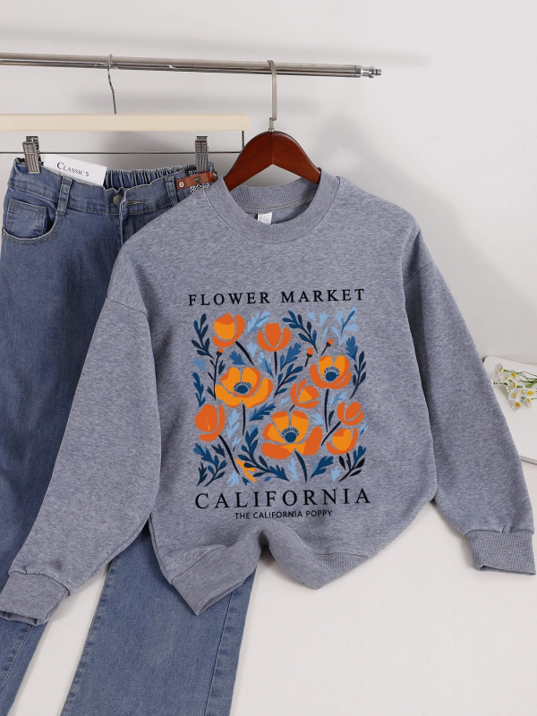 Mikina s printom, slobodan kroj, srednja duljina, poliester vlakno