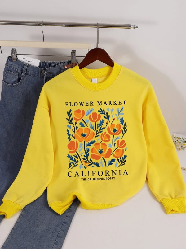 Mikina s printom, slobodan kroj, srednja duljina, poliester vlakno