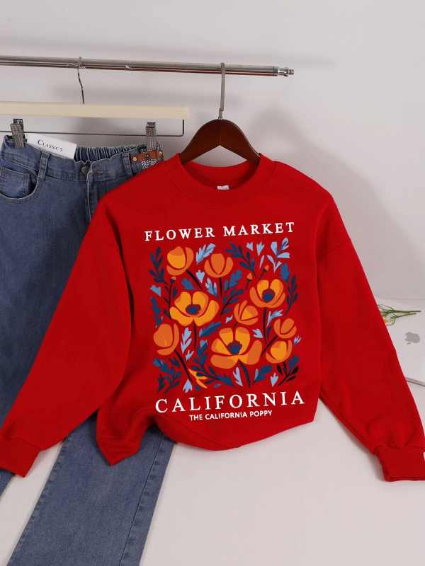 Mikina s printom, slobodan kroj, srednja duljina, poliester vlakno