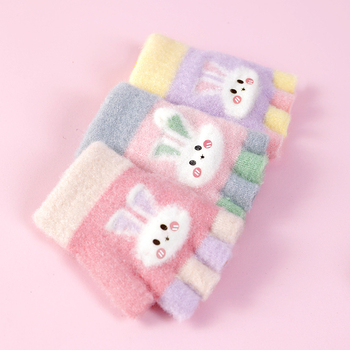 Bērnu pusprstnie cimdi ziemai – siltas no kristāla diegiem, Jacquard raksts, unisex, 1–3 gadi