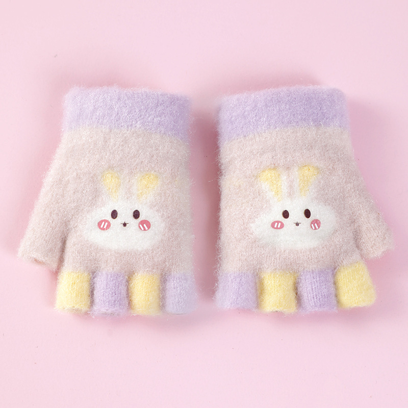 Bērnu pusprstnie cimdi ziemai – siltas no kristāla diegiem, Jacquard raksts, unisex, 1–3 gadi