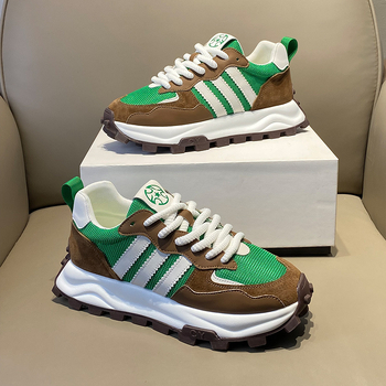 Unisex kasdieniai tinkliniai sportbačiai su mišriomis medžiagomis, apvali nosis, raišteliai, plokščias gumos putų padas