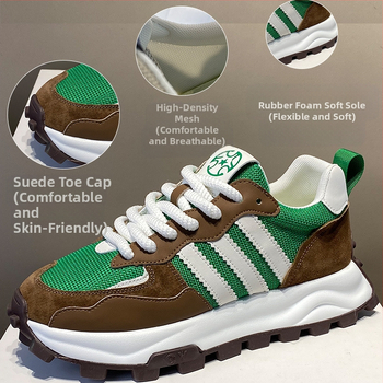 Unisex kasdieniai tinkliniai sportbačiai su mišriomis medžiagomis, apvali nosis, raišteliai, plokščias gumos putų padas