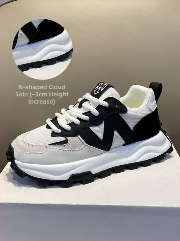 Unisex kasdieniai tinkliniai sportbačiai su mišriomis medžiagomis, apvali nosis, raišteliai, plokščias gumos putų padas