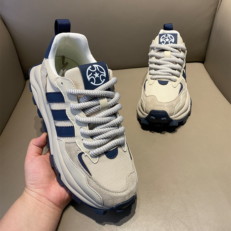 Unisex kasdieniai tinkliniai sportbačiai su mišriomis medžiagomis, apvali nosis, raišteliai, plokščias gumos putų padas