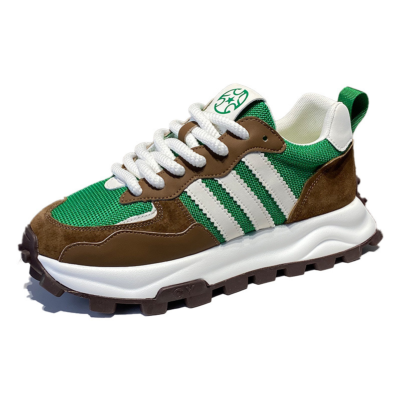 Unisex kasdieniai tinkliniai sportbačiai su mišriomis medžiagomis, apvali nosis, raišteliai, plokščias gumos putų padas