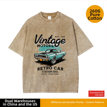 Majica s printom Vintage Motors, digitalni tisak, pamuk, okrugli izrez, kratki rukav