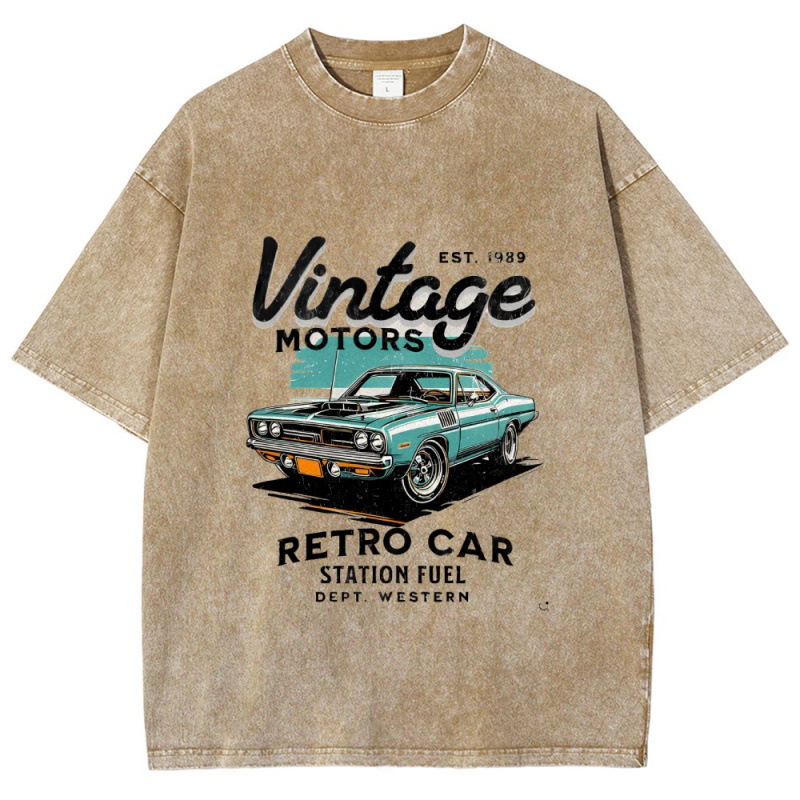 Majica s printom Vintage Motors, digitalni tisak, pamuk, okrugli izrez, kratki rukav