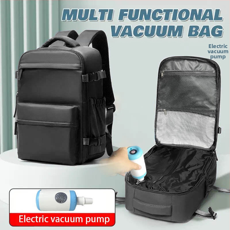 Unisex mugursoma ar vakuuma kompresiju, biznesa ceļojumiem; tilpums 36–55 l; Oxford audums; ūdensizturīgs; der pie 16 collu klēpjdatora