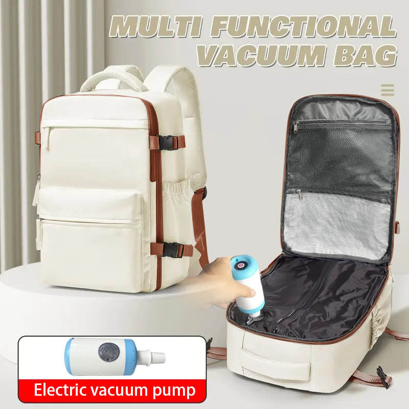 Unisex mugursoma ar vakuuma kompresiju, biznesa ceļojumiem; tilpums 36–55 l; Oxford audums; ūdensizturīgs; der pie 16 collu klēpjdatora