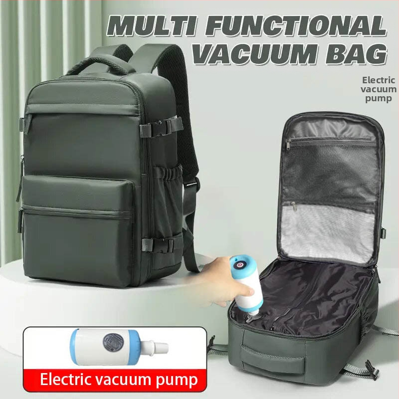 Unisex mugursoma ar vakuuma kompresiju, biznesa ceļojumiem; tilpums 36–55 l; Oxford audums; ūdensizturīgs; der pie 16 collu klēpjdatora