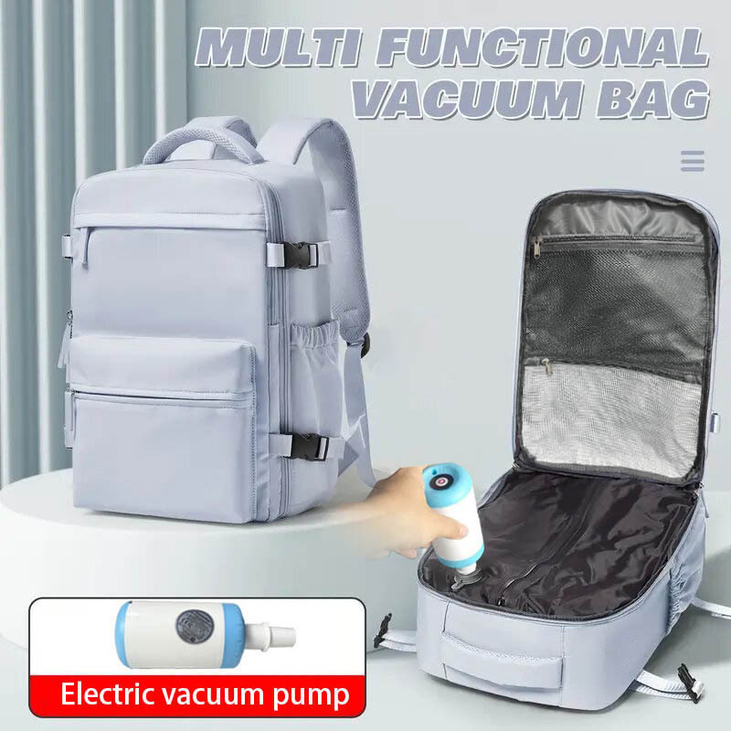 Unisex mugursoma ar vakuuma kompresiju, biznesa ceļojumiem; tilpums 36–55 l; Oxford audums; ūdensizturīgs; der pie 16 collu klēpjdatora