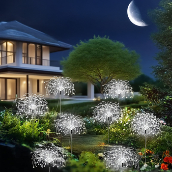 Соларни наземни лампи във формата на цвете за градина, четири части с връзка от един към четири, неръждаема стомана IP65 градинско осветление, 1W LED