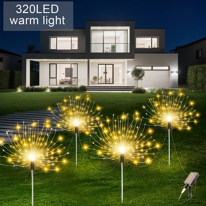 Соларни наземни лампи във формата на цвете за градина, четири части с връзка от един към четири, неръждаема стомана IP65 градинско осветление, 1W LED