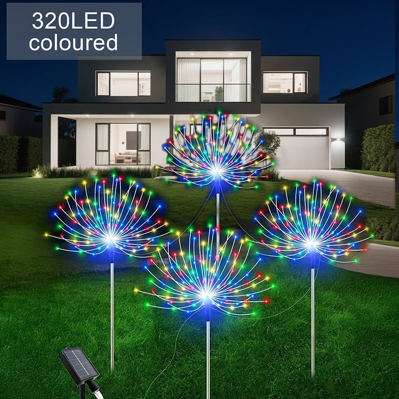 Соларни наземни лампи във формата на цвете за градина, четири части с връзка от един към четири, неръждаема стомана IP65 градинско осветление, 1W LED