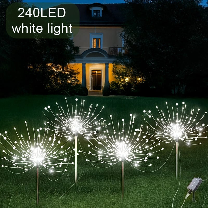 Соларни наземни лампи във формата на цвете за градина, четири части с връзка от един към четири, неръждаема стомана IP65 градинско осветление, 1W LED