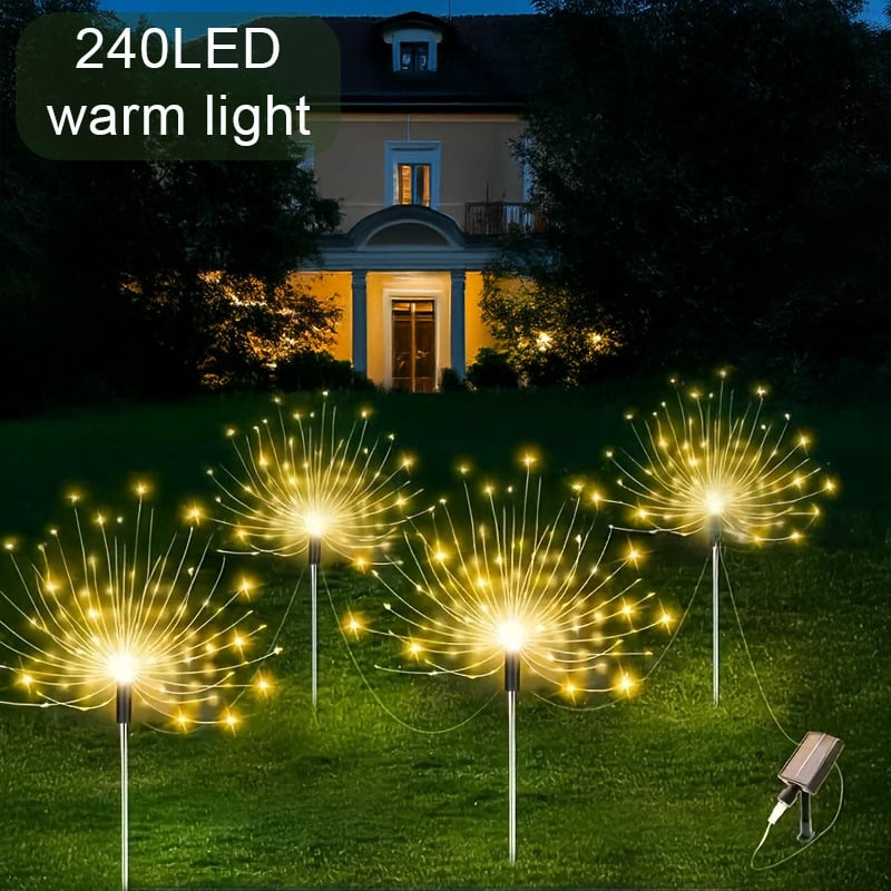 Соларни наземни лампи във формата на цвете за градина, четири части с връзка от един към четири, неръждаема стомана IP65 градинско осветление, 1W LED