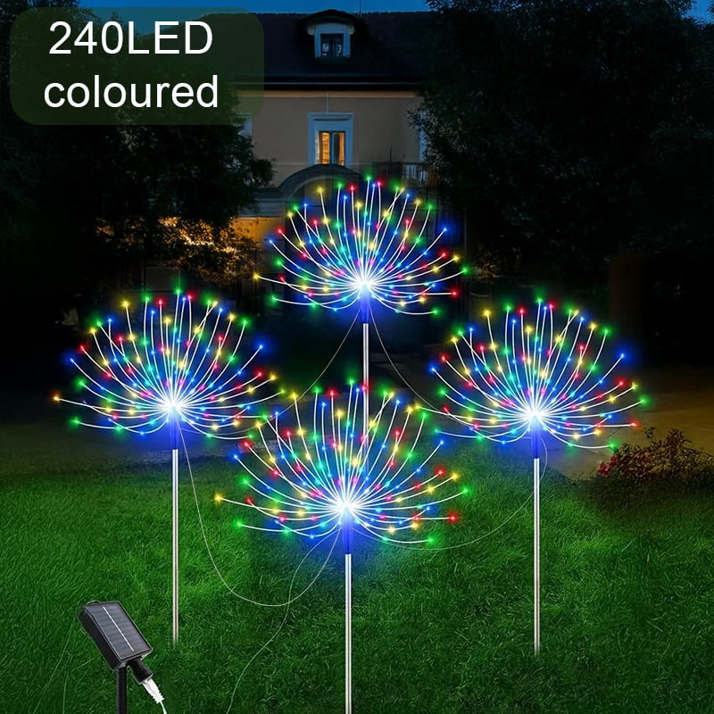 Соларни наземни лампи във формата на цвете за градина, четири части с връзка от един към четири, неръждаема стомана IP65 градинско осветление, 1W LED