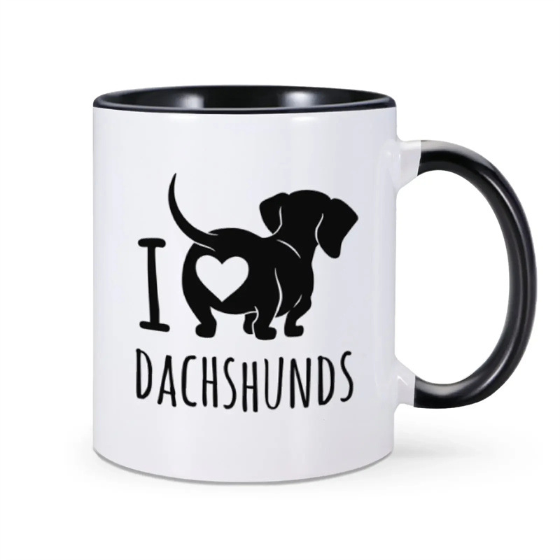 Kafijas krūze ar suņa motīvu — grafiskā pārnešana, biroja lietošanai, porcelāns Bone China, augstas temperatūras izturība, logotipa druka, personalizējama, dāvanu kastē