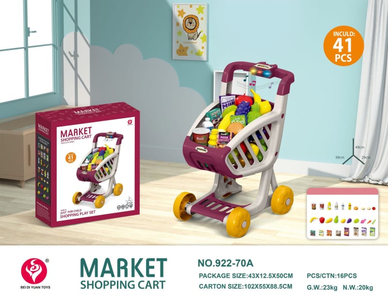 Simulacijsko kolica za igru – s glazbom, plastično, za djecu 4–6 godina