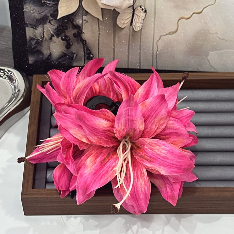 Matu aizdare - 3D lilijas zieds, 4 lilijas, roku darbs, fejas stils (Printed Lily)