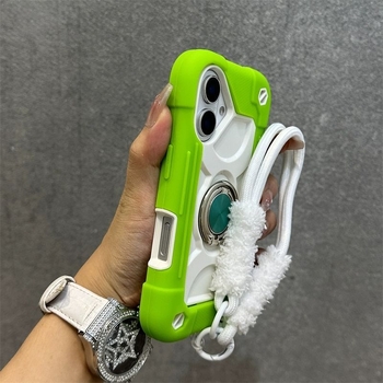 iPhone 16 Pro Max aizsargkārta ar dubultiem pirkstu gredzeniem, silikons, karstā presēšana, triecienizturīga, anti-slīd, putekļu izturīga