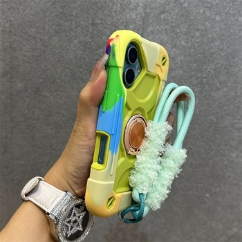 iPhone 16 Pro Max aizsargkārta ar dubultiem pirkstu gredzeniem, silikons, karstā presēšana, triecienizturīga, anti-slīd, putekļu izturīga