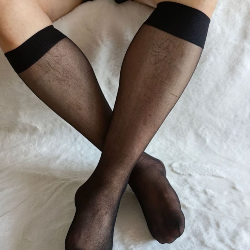 Мъжки чорапи до средно под коляното, нейлонови, едноцветни, тънък плат, 95–100% нейлон