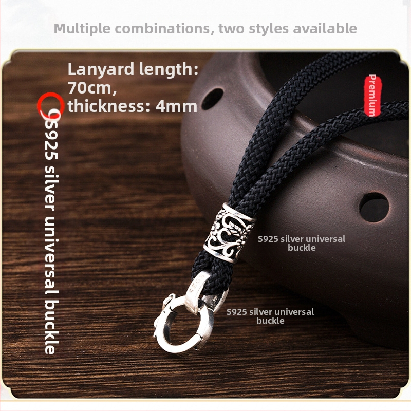 Унисекс огърлица-подвес с катарама и стил Passepartout, въжен ланец (Материал: Сребърни украси; Произход: Общопотребителски; Марка: Други; Качество на благородния метал: Други; Година: Други)