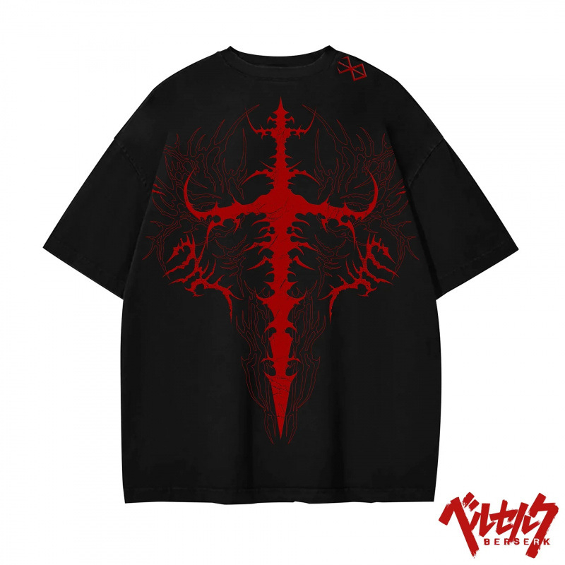 Majica s 3D printom, labav kroj, okrugli izrez, kratki rukavi, poliesterska smjesa