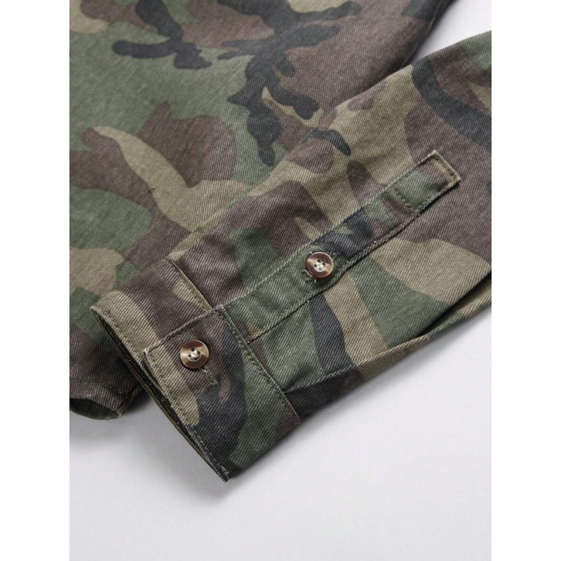 Vīriešu krekls ar pogām priekšā, kamuflāžas apdruka, sintētisko šķiedru maisījums