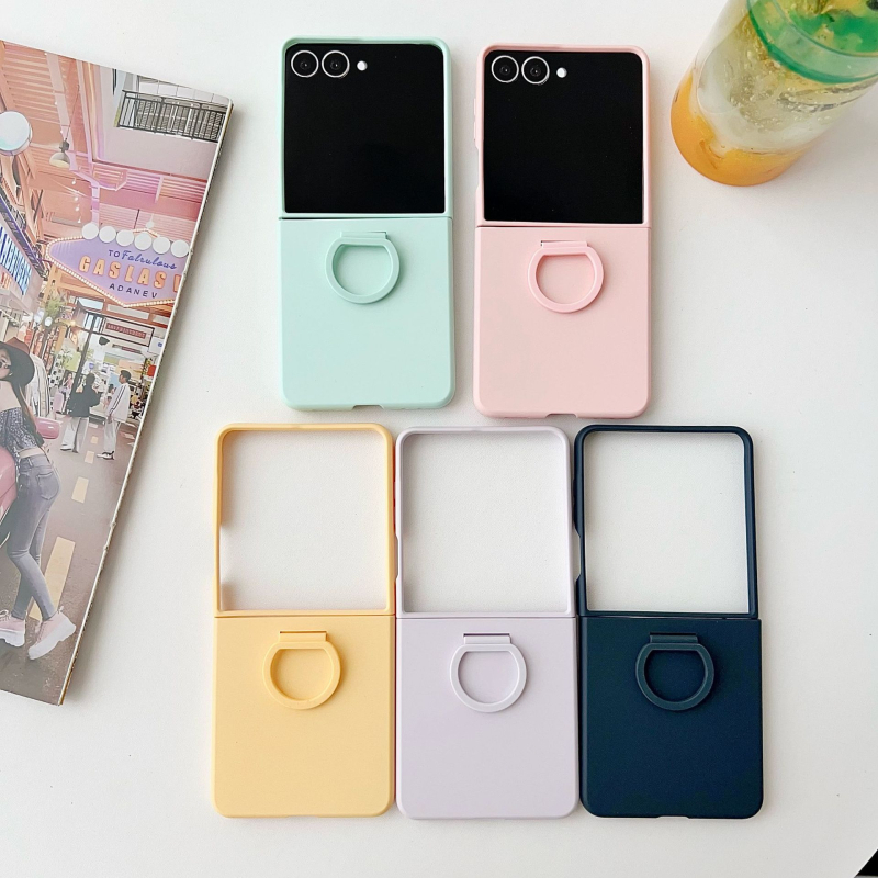 Samsung Z Flip aizsargkaste ar lielu loga gredzenu, reljefainā plēve, siltuma izkliede, kritiena aizsardzība