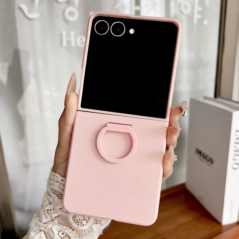 Samsung Z Flip aizsargkaste ar lielu loga gredzenu, reljefainā plēve, siltuma izkliede, kritiena aizsardzība