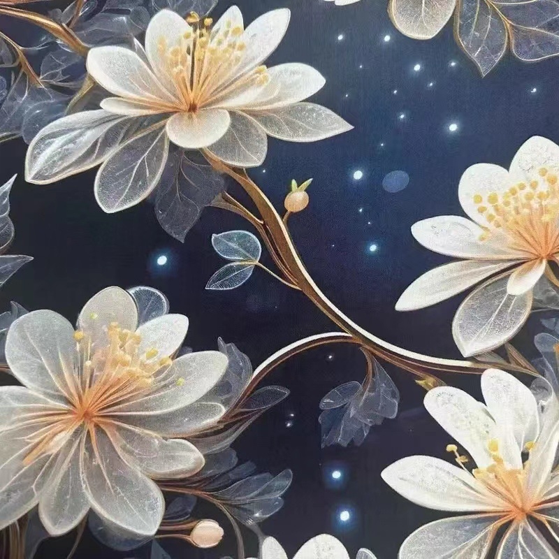 Kleita ķīniešu stilā ar 5D digitālo druku uz satīna-pamatu-silkas auduma, mīksta