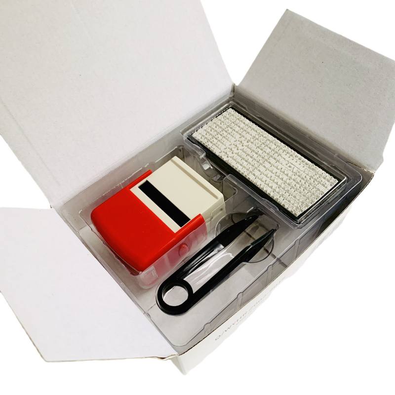 Dial stamp set – Пластмасов правоъгълен печат за финансови офисни нужди; възстановяване на мастило