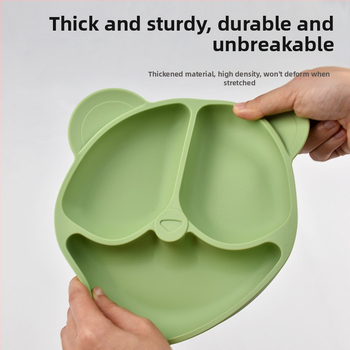 Mate Seal πιάτο από σιλικόνη για παιδιά, πιάτο με θήκες σε σχέδιο αρκούδας, κατάλληλο για τρόφιμα, από 6 μηνών