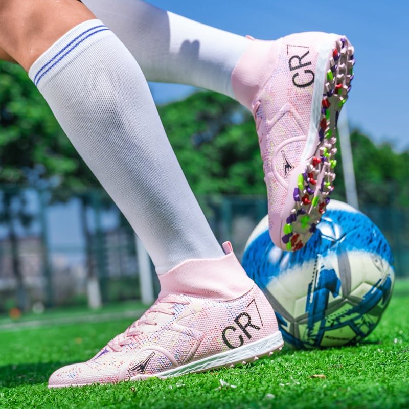 Ανδρικά και γυναικεία παπούτσια ποδοσφαίρου υψηλού ύψους για ενήλικες, unisex, κατάλληλα για φυσικό και τεχνητό χορτάρι (PU άνω μέρος; σόλα καουτσούκ; Flywire τεχνολογία; κορδόνια μπροστά)