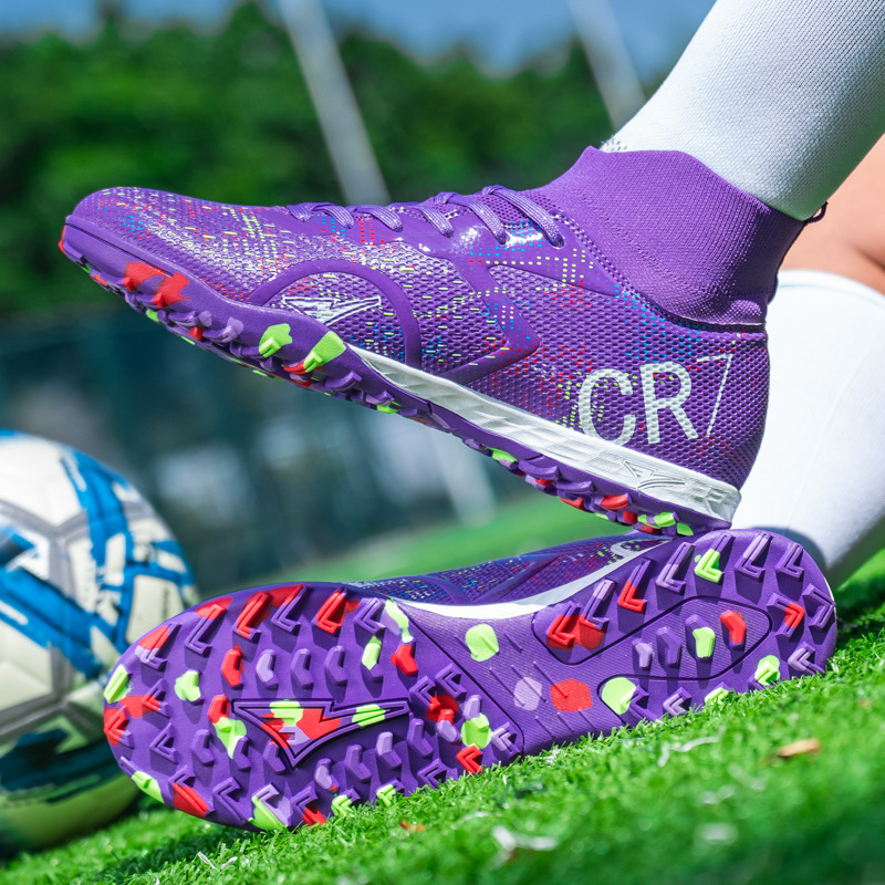 Ανδρικά και γυναικεία παπούτσια ποδοσφαίρου υψηλού ύψους για ενήλικες, unisex, κατάλληλα για φυσικό και τεχνητό χορτάρι (PU άνω μέρος; σόλα καουτσούκ; Flywire τεχνολογία; κορδόνια μπροστά)