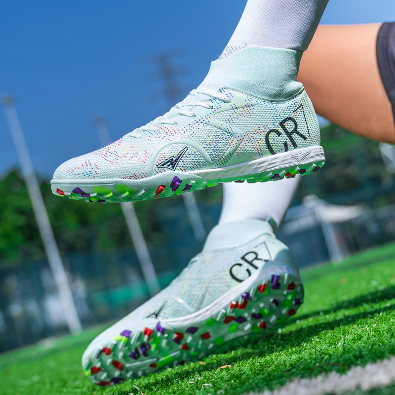 Ανδρικά και γυναικεία παπούτσια ποδοσφαίρου υψηλού ύψους για ενήλικες, unisex, κατάλληλα για φυσικό και τεχνητό χορτάρι (PU άνω μέρος; σόλα καουτσούκ; Flywire τεχνολογία; κορδόνια μπροστά)