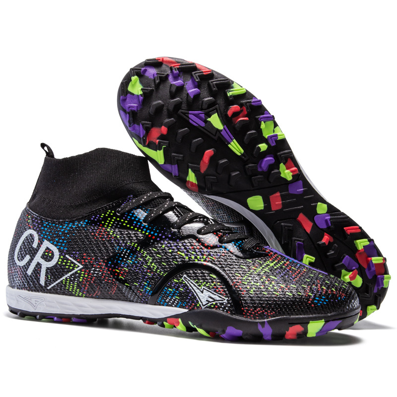 Ανδρικά και γυναικεία παπούτσια ποδοσφαίρου υψηλού ύψους για ενήλικες, unisex, κατάλληλα για φυσικό και τεχνητό χορτάρι (PU άνω μέρος; σόλα καουτσούκ; Flywire τεχνολογία; κορδόνια μπροστά)