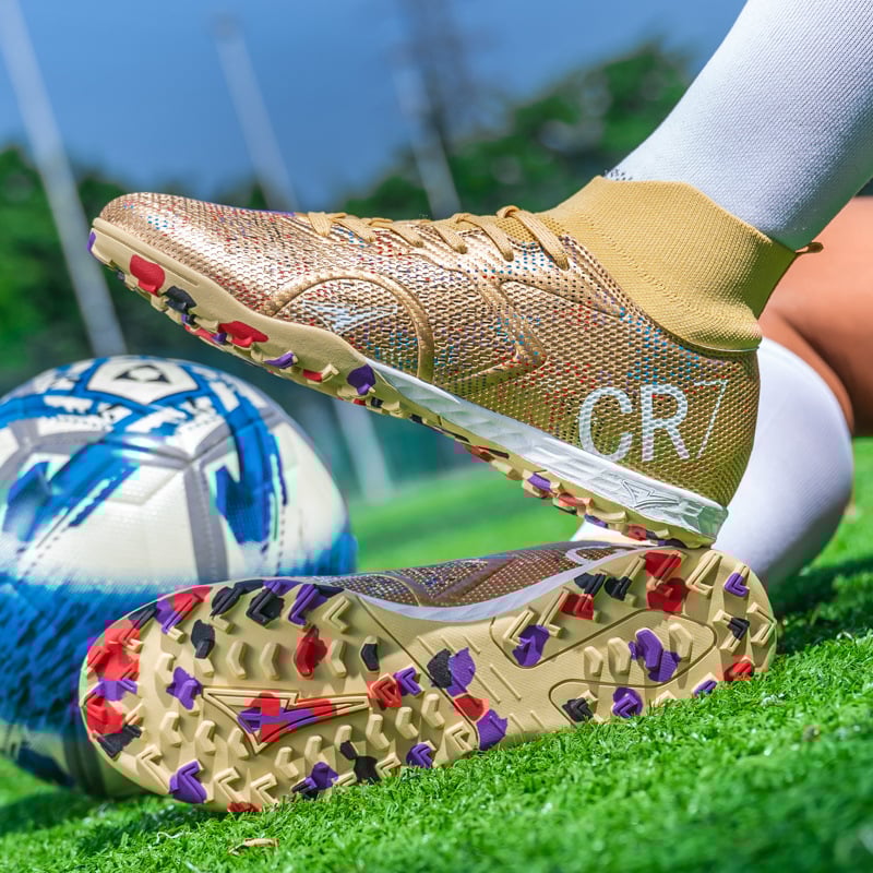 Ανδρικά και γυναικεία παπούτσια ποδοσφαίρου υψηλού ύψους για ενήλικες, unisex, κατάλληλα για φυσικό και τεχνητό χορτάρι (PU άνω μέρος; σόλα καουτσούκ; Flywire τεχνολογία; κορδόνια μπροστά)