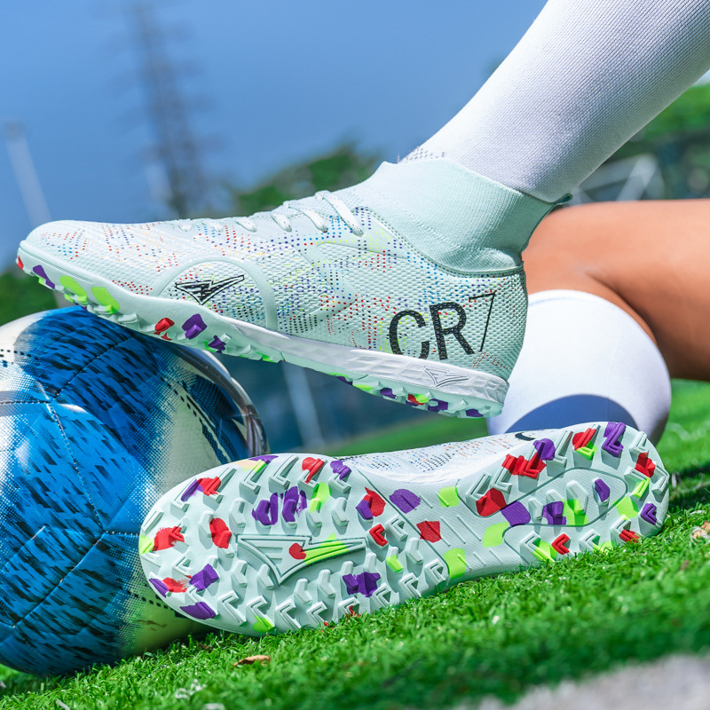 Ανδρικά και γυναικεία παπούτσια ποδοσφαίρου υψηλού ύψους για ενήλικες, unisex, κατάλληλα για φυσικό και τεχνητό χορτάρι (PU άνω μέρος; σόλα καουτσούκ; Flywire τεχνολογία; κορδόνια μπροστά)