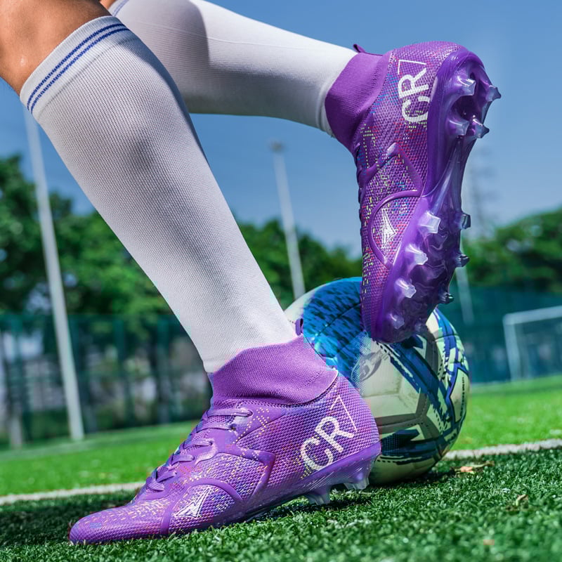 Ανδρικά και γυναικεία παπούτσια ποδοσφαίρου υψηλού ύψους για ενήλικες, unisex, κατάλληλα για φυσικό και τεχνητό χορτάρι (PU άνω μέρος; σόλα καουτσούκ; Flywire τεχνολογία; κορδόνια μπροστά)