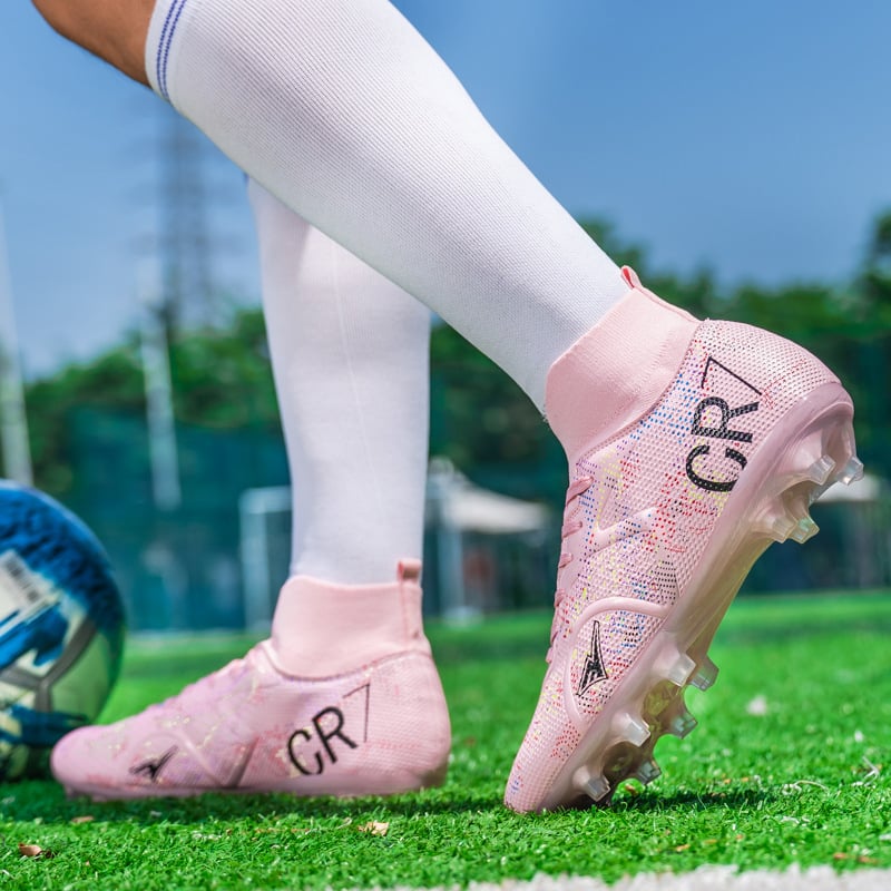 Ανδρικά και γυναικεία παπούτσια ποδοσφαίρου υψηλού ύψους για ενήλικες, unisex, κατάλληλα για φυσικό και τεχνητό χορτάρι (PU άνω μέρος; σόλα καουτσούκ; Flywire τεχνολογία; κορδόνια μπροστά)