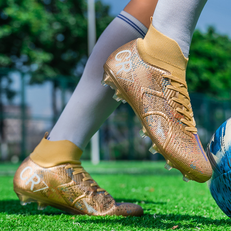 Ανδρικά και γυναικεία παπούτσια ποδοσφαίρου υψηλού ύψους για ενήλικες, unisex, κατάλληλα για φυσικό και τεχνητό χορτάρι (PU άνω μέρος; σόλα καουτσούκ; Flywire τεχνολογία; κορδόνια μπροστά)