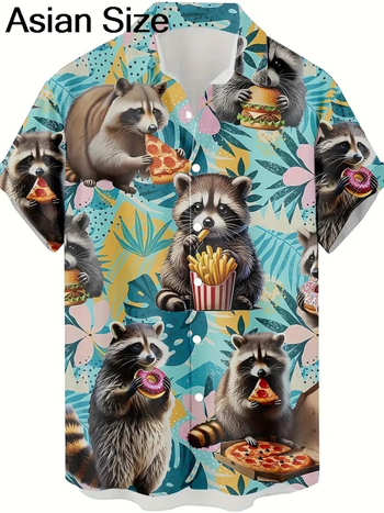 Vyriniai 3D spausdinti marškiniai su gyvūnų grafine spauda (beždžionė, elnias, katė), trumpomis rankovėmis, laisvas kirpimas