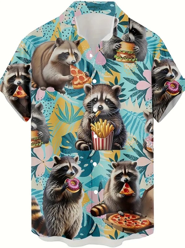 Vyriniai 3D spausdinti marškiniai su gyvūnų grafine spauda (beždžionė, elnias, katė), trumpomis rankovėmis, laisvas kirpimas